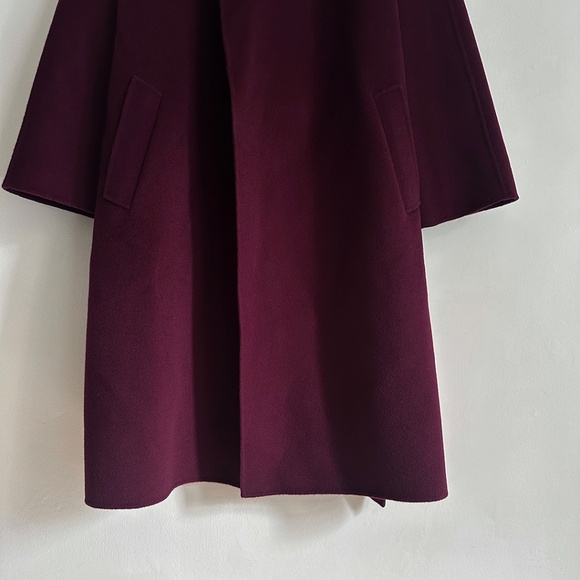 Max Mara soft virgin double faced wool plum belted wrap coat trench s'max O/S - Picture 8 of 12
